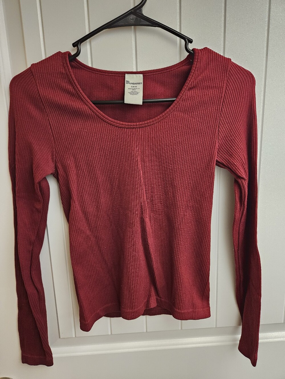 No Boundaries Ribbed Long Sleeve Top - Maroon